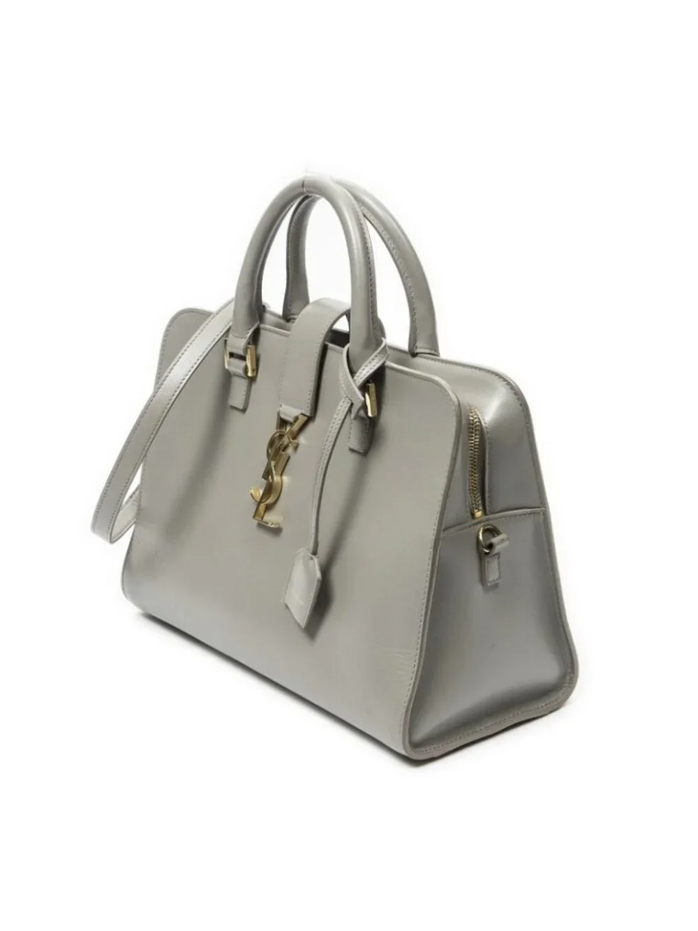 Saint Laurent Yves Small Monogram Cover Gray Calfskin Leather Messenger Bag - Picture 2 of 10